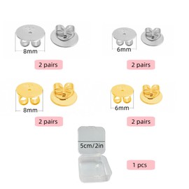 LIANRISES Pack of 16 Stud Earrings Clasps Gold Silver Earring Backs Studs for Back Earrings Replacement and Box
