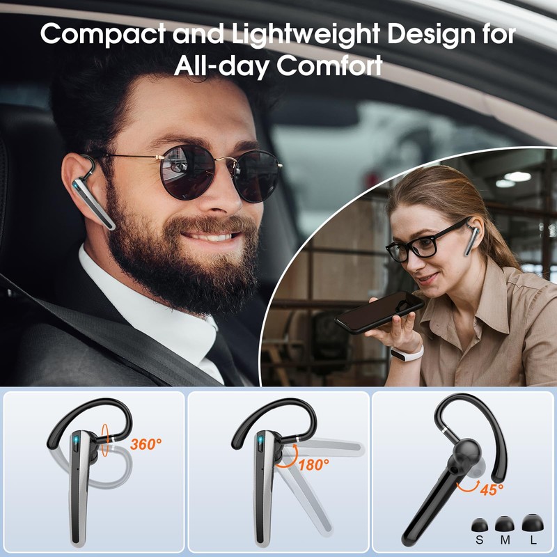 Atheewon Bluetooth Headset V5.3, Wireless Headset with ENC Noise Canceling