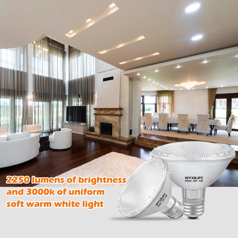 WYXBJFC Par30 50W Halogen Light Bulbs, 6 Pack Short Neck