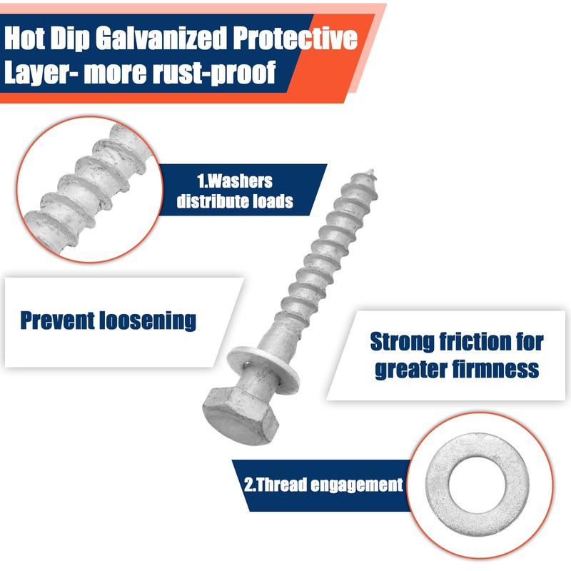 Tandefio 60 Pack 3/8 x 3'' Lag Screw Kit with