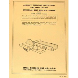 CRAFTSMAN 6" Belt & Disc Sander 113.22541 Owner's & Parts Manual