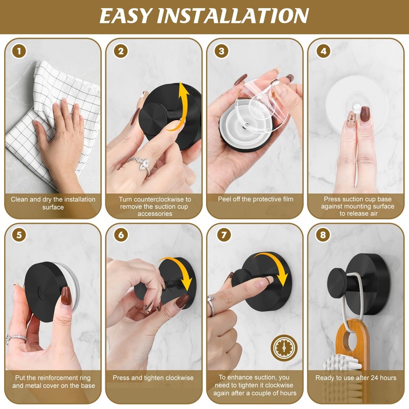 BKV Suction Cup Hooks for Glass Window,Removable Shower Hooks for