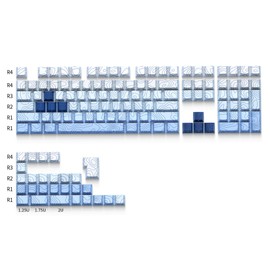Catekro PBT Keycaps, 136 Keys, Side Printed Sublimation Keycaps, Cherry Profile, Blue Gradient Design, Compatible with Cross Axis Mechanical Keyboards, Perfect for 60% 75%