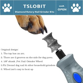 TSLOBIT Diamond Dremel Dog Nail Grinder Attachment,1/8'' Pet Nail Grinder Wheel for Dremel Dog Nail Grinder, Diamond Rotory Bit for Dogs&Pets Nail Care,2-Pack（Large B+B）