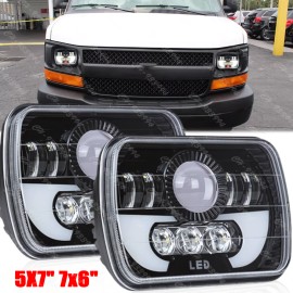 Unbranded 7x6 5x7 LED Headlights Hi/Lo DRL Pair For Chevy Express Cargo Van 1500 2500 3500