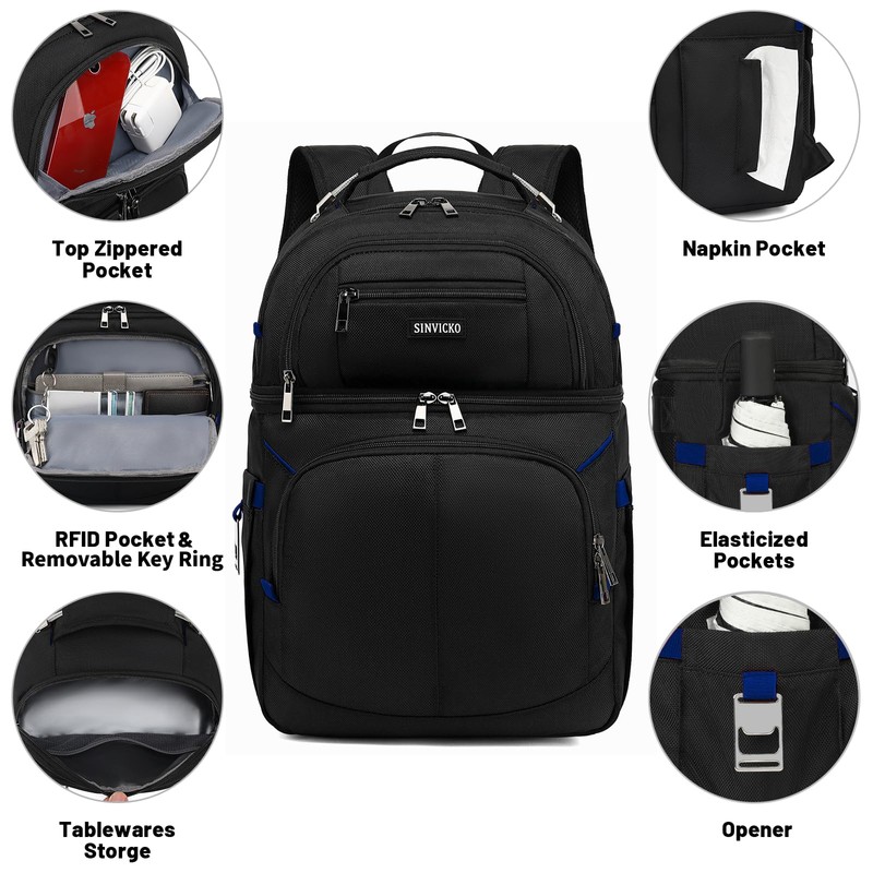 Cooler Backpack,Double Deck Leak Proof Cooler Bag,Insulated Backpack Cooler Lunch