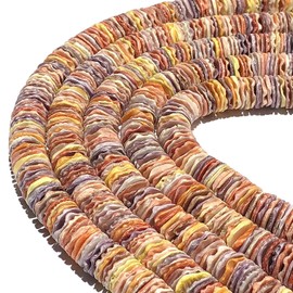 ABCGEMS Royal Pectin Scallop Shell Beads from Pacific Ocean (Arranged with Kaleidoscope Effect - 100% Natural) Distinctive Textured Surface DIY Jewelry Making Hand-Carved Wavy Heishi 12mm