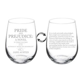 Wine Glass Goblet 2 Sided Pride And Prejudice Literature (17 oz Stemless)