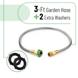 UNCO- Short Garden Hose, 3 Feet, Heavy Duty Stainless Steel Hose, Water Garden Hose, Metal Garden Hose, Outdoor Garden Hose, Non Kink Hose, Durable Garden Hose, Flexible Hose, Lightweight Hose | UNCO