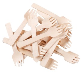 WHTCHSU 4" Mini Wooden Spork 100Pcs, Biodegradable Compostable wood Fork Spoon 2-in-1 Utensil (100pcs/bag)
