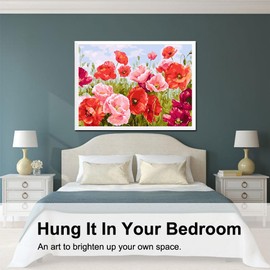 BAISITE Paint by Numbers Kit for Adults Beginners,20" Wx16 L Canvas for Painting Kits for Adults in Colorful Box Poppy Flowers-BSC001