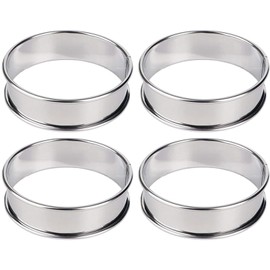 4 Pcs Crumpet Rings Non Stick Set of Pancake Mould for Baking - Cooking English Muffin Rings - Easy to Clean Carbon Steel