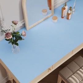 VaryPaper 15.7" x 78.7" Light Blue Flocking Velvet Drawer Liner Self Adhesive Felt Lining Soft Fabric Jewelry Box Liner Velvet Wallpaper Peel and Stick Blue Contact Paper for Cabinets Dresser Shelves