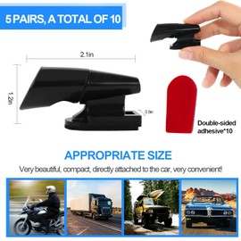 10PCS Deer Whistles for Vehicles, Deer Whistles for Car, Deer Warning Devices with Self-Adhesive Tape for Car Truck Motorcycle Avoid Collisions Deer Protection, Black