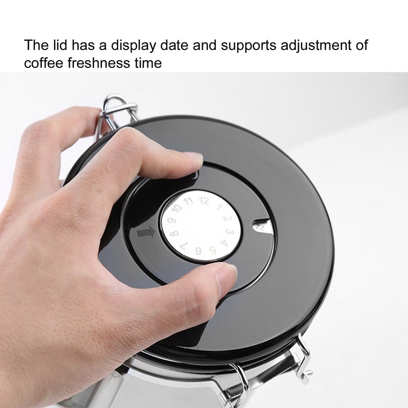 Coffee Beans Canister with Exhaust Valve Stainless Steel Storage Sealing