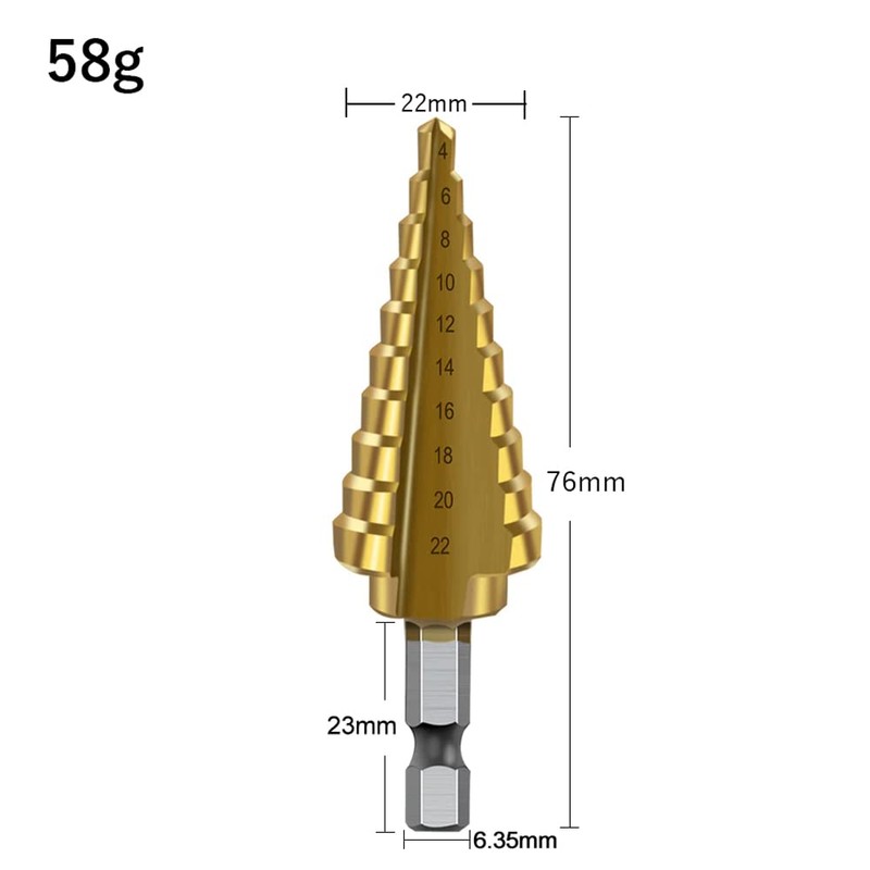 Audiophan Step Drill Reamer Hex Drill Bit 4-22mm