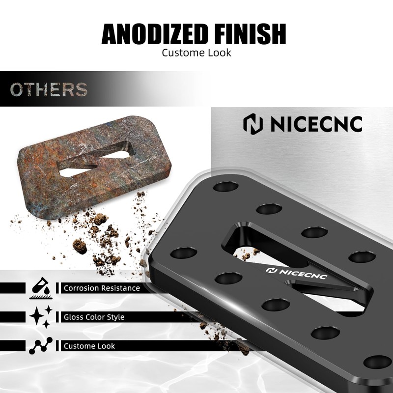 NICECNC Black Passenger Foot Peg Relocation Brackets Aluminum Compatible with