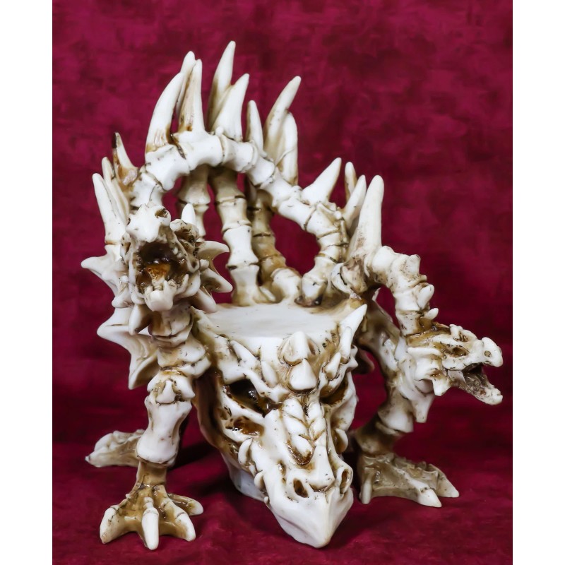 Legendary Arthurian Merlin Dragon Skulls Bones Skeletons Throne Chair Figurine