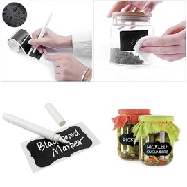 180pcs Reusable Chalkboard Labels,Blackboard Stickers with Chalk Marker,Waterproof Label Stickers for Storage Bins Jars,2.9x1.9 inch Wavy Shape