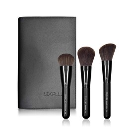 SIXPLUS Face Brush Set of 3 Foundation Brushes Cheek Brush Powder Brush Dawn Series (Black)