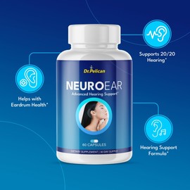 Pelican Vitamins NeuroEar- Hearing Support- 2 Bottles- 120 Capsules