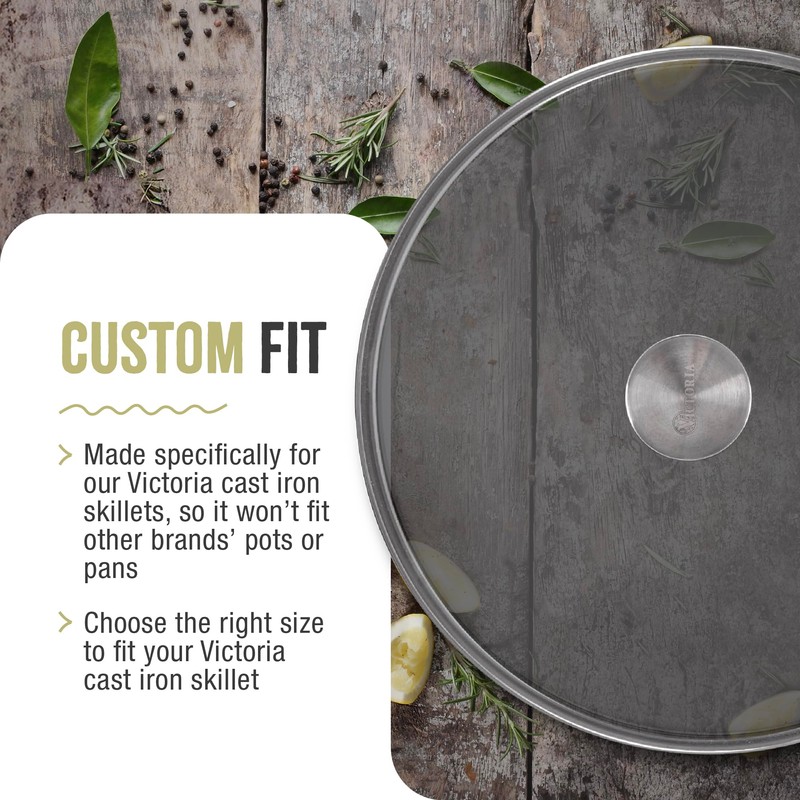 9.5-Inch Glass Lid for Victoria Round 10-Inch Cast Iron Skillet