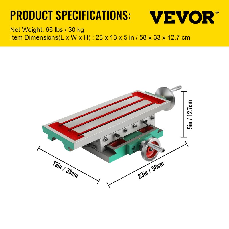 VEVOR Milling Working Table 17.7 X 6.7 Inch, Compound Milling