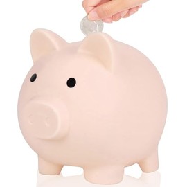 Coco Berming 13 x 10 x 11.5 cm Piggy Bank, Pig Money Coin Bank, Shatterproof Piggy Bank, Suitable for Living Room Decoration, Gift for Birthdays and Holidays (Beige)