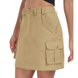 MoFiz Skirt Women's Summer Cotton Golf Skirt Tennis Skirt High Waist Skorts for Outdoor Use, khaki