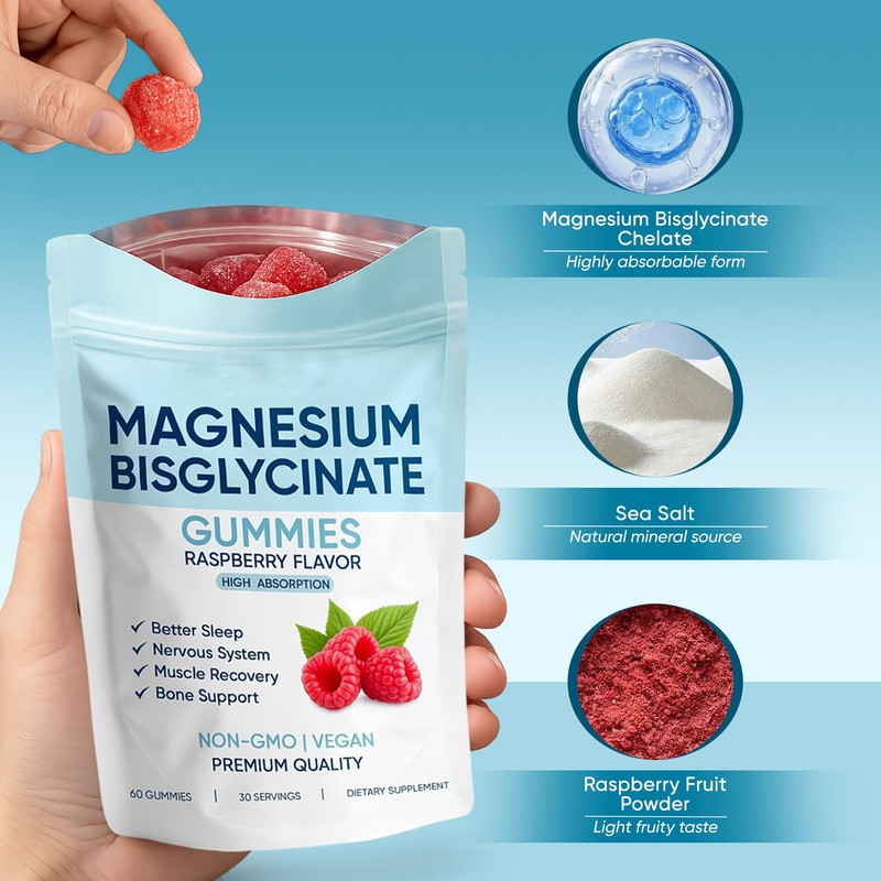 Magnesium Bisglycinate Gummies, with 400mg Magnesium Bisglycinate Chelate, Sea Salt,