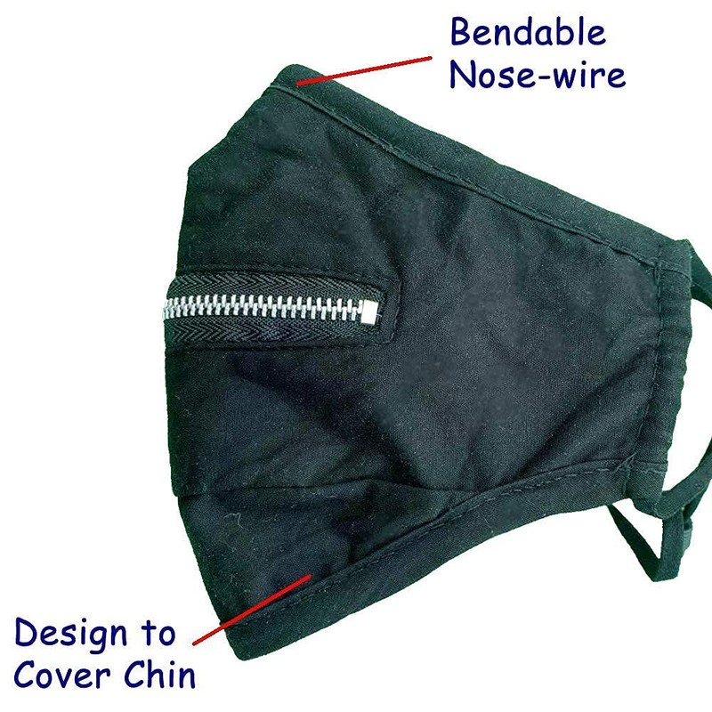 Cleanbreath Reusable Triple Layers Cloth Face Mask with Zipper for