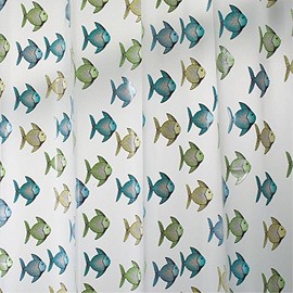 InterDesign 27780 Shower Curtain, Blue/Green Fish, Clear, 72 x 72-in. - Quantity 1