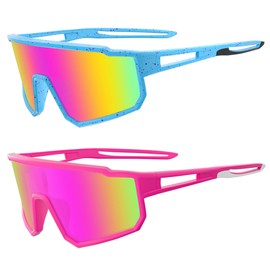 Derowern 2 Pack Kids Baseball Polarized Sunglasses Sports TR90 Lightweight Frame Sun Glass for Boys Girls Age 6-14 Softball Cycling