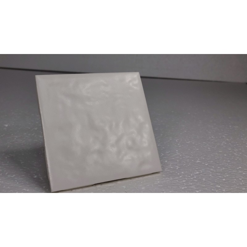 Snow White Vintage White Ceramic Tile 4.25 in Rippled Matte