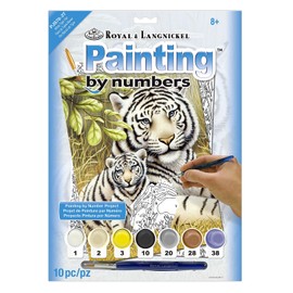 Paint by Numbers Junior "White Tiger", DIY Picture Approx. 33 x 24 cm, Includes 7 Acrylic Paints, Brush and Printed Painting Card, Ideal for Beginners and Children from 8 Years