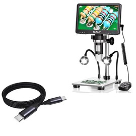 BoxWave Cable Compatible with Elikliv LCD Digital Microscope (7 in) - DirectSync PD Cable (3ft) - USB-C to USB-C (100W), Type C Braided Charge and Fast Sync - Jet Black