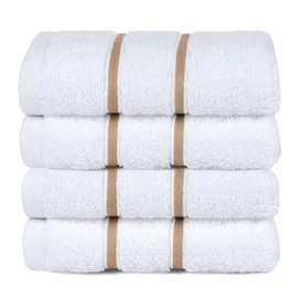 Dorlion Towels 4 Packed White Washcloth Set, 100% Turkish Cotton Washcloths Washrags, Small Hand Face Towels for Bathroom and Kitchen, Sand Taupe