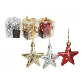 10 Pack Star Hanging Xmas Christmas Tree Decorations Star Shaped Red/Gold/Silver