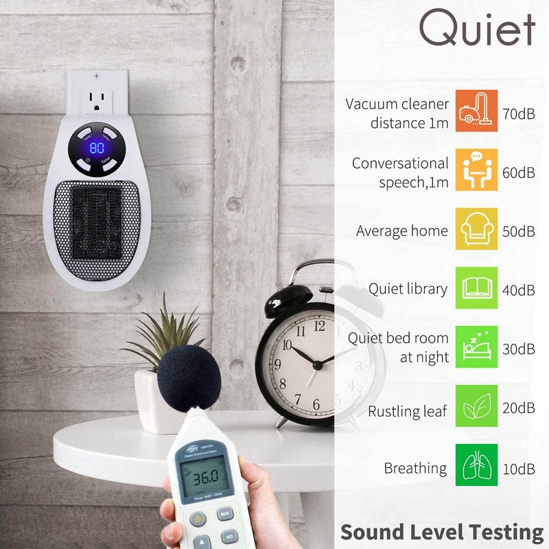 Portable Heater LED Display PTC Wall Outlet Electric Timer for