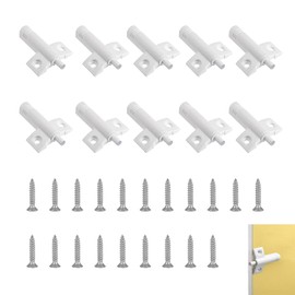 10 Pcs White Damper Buffer with Stainless Steel Screw, Pom Plastic Soft Close Damper Buffers, for Kitchen Cupboards, Wardrobes and Furniture, Quiet Closing Hinges, Easy to Install