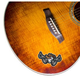 2 x Glossy Vinyl Stickers - Cowboy Pistol Skull Bike Bike Laptop Decal #4084 (10cm Wide x 5.5cm Tall)