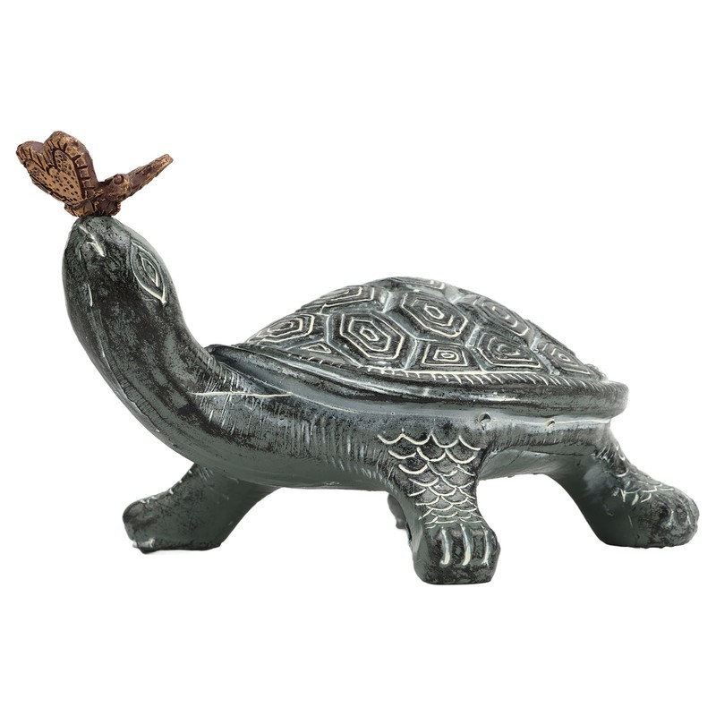 Turtle Butterfly Garden Statue Resin Fade Proof Weather Resistant Curious