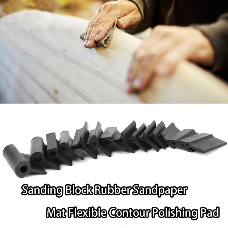 14PCS Sanding Block Set, Rubber Sanding Grip Pack, Woodworking Flexible