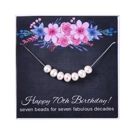 ALoveSoul 70th Birthday Gifts for Women - 925 Sterling Silver Necklace, 7 Pearls Necklace Gift for Her, Birthday Gift Ideas for Women