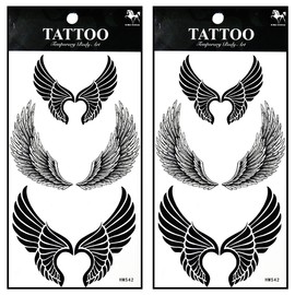 Tattoos 2 Sheets Fantasy Angel Eagle Bird Wings Temporary Tattoos Stickers Fake Body Arm Chest Shoulder Tattoos for Teens Men Women