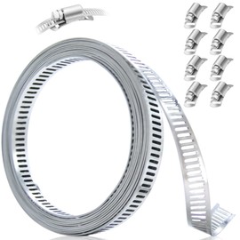 UME-STAR Hose Band, 0.3 inch (8 mm) Wide, Stainless Steel Clamp Band, Flexible Band (Length 1.6 ft (4 m), Fasteners, 8 Pieces
