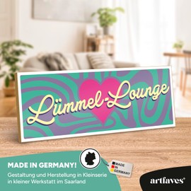 ARTFAVES® Decorative Sign with Saying - Lümmel-Lounge - Dopamine Decor Picture Trend - Bedroom Funny Sayings