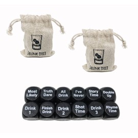 Party Dice - 2 Sets : 4 Pcs Dice + 2 Carry Bags Total - Adult Dice Party Game. Games Include: I've Never, Truth Dare, Most Likely