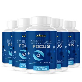 Pelican Vitamins Ocular Focus- Eye Support with Lutein- 5 Bottles- 300 Capsules