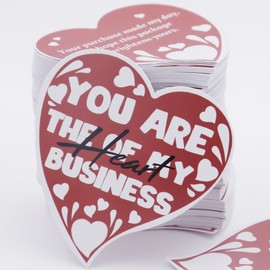 200PCS You Are The Heart of My Business Cards, Mini Package Inserts for Home Business, Red Double-sided Printing Heart Shaped Thank You for Small Business Owners Stores Online Retailers